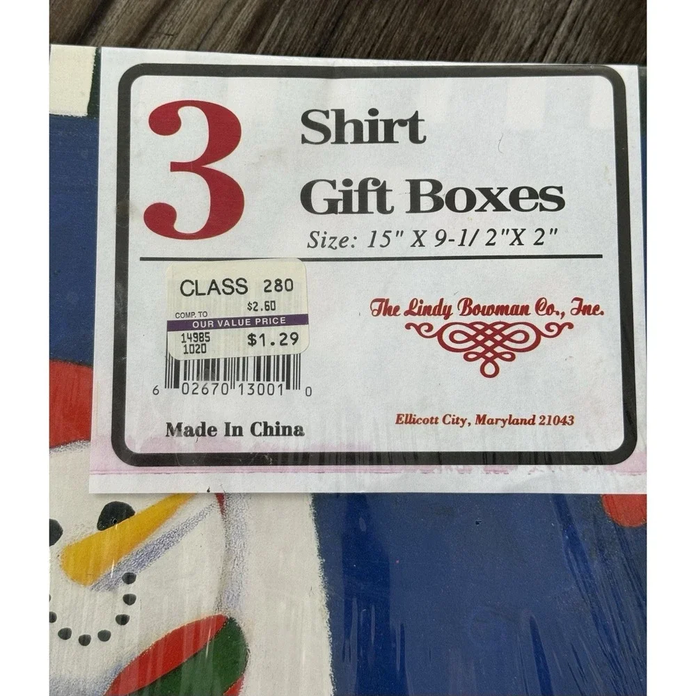 Vintage Y2K Christmas Holiday Shirt Gift Set Of 3 Boxes 15x9.5x2 Wrapping